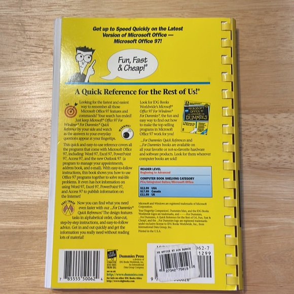 Microsoft Office 97 for Windows for Dummies Quick Reference Guide - Picture 2 of 4
